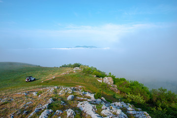 Morning fog on the hill