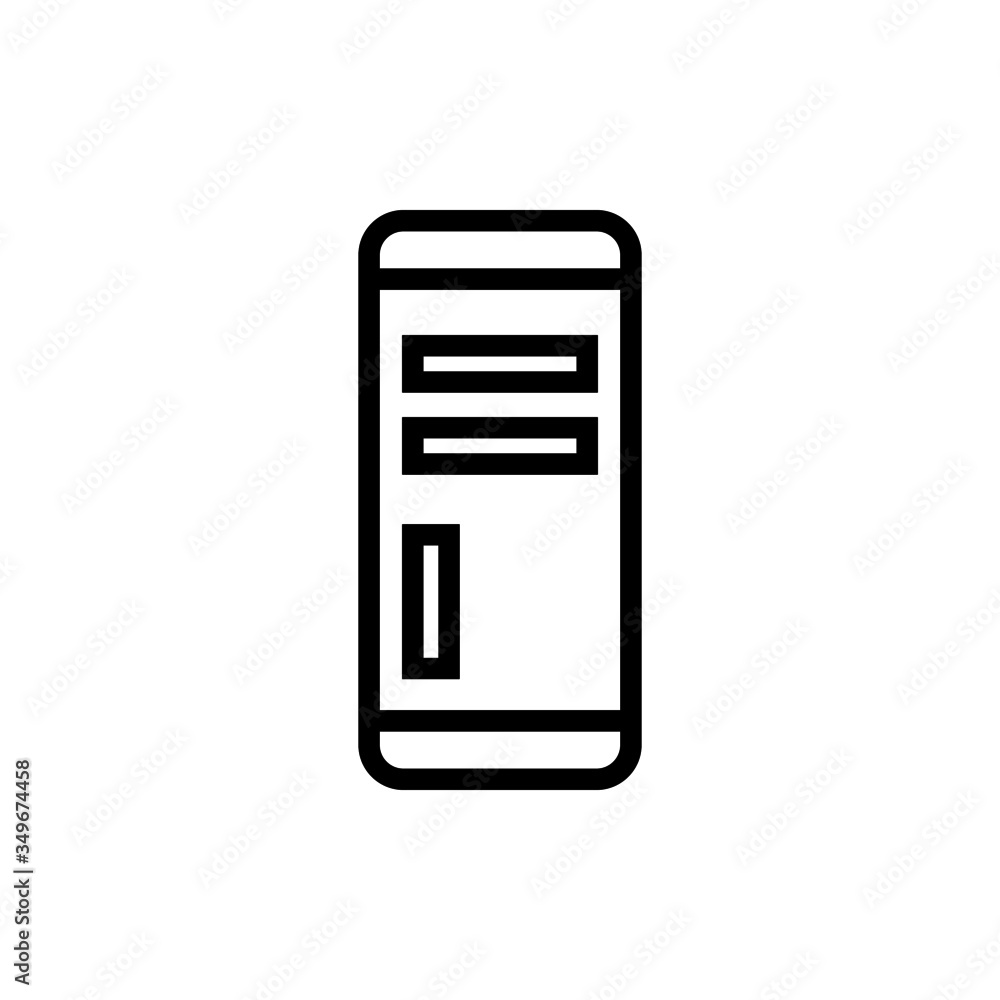 Poster computer system unit icon, pc system case symbol in outline style on white background