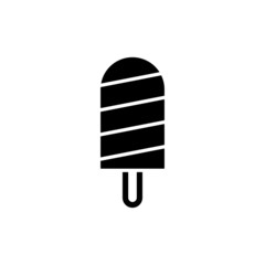 Ice cream icon, Popsicle, Ice cream symbol in black flat shape design on white background