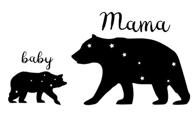 Vector Mama Bear and Baby Bear