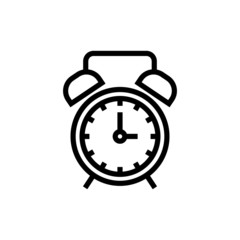 Alarm clock icon isolated, Time symbol in outline style on white background