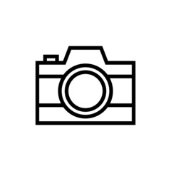 photo camera icon in outline style on white background