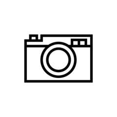 photo camera icon in outline style on white background