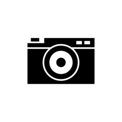 photo camera icon in black flat shape design on white background