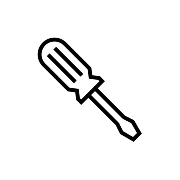 recommend clip art: Screwdriver icon, repair symbol in outline style on white background