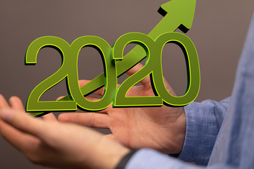 business year 2020 up goals and  success illustration