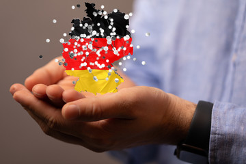 map of Germany. Wire frame 3D mesh
