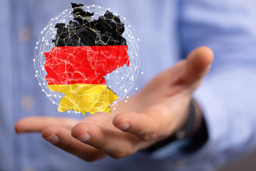 Abstract of germany map network, internet and global connection concept, Wire Frame 3D