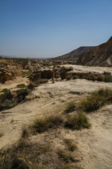Rock formations in a desert. Bardenas Reales, Castildetierra, Navarre, Spain