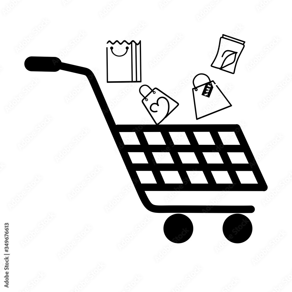 Poster shopping cart, trolley vector icon. contains such icon as mobile shop, web site, and ui. cart flat c