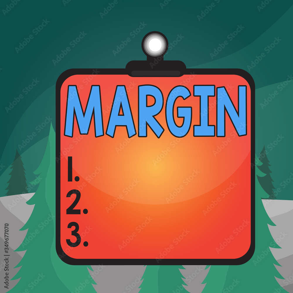 Poster word writing text margin. business photo showcasing amount by which revenue from sales exceeds costs