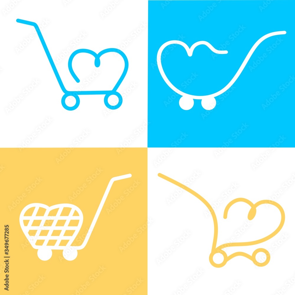 Poster simple set of shopping cart, trolley vector icons. contains such icons as mobile shop, web site, and