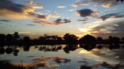 sunset over the lake