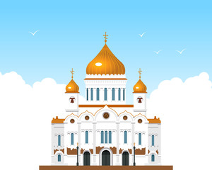 Fototapeta premium Russian Orthodox cathedral. Architectural structure of a religious nature. 