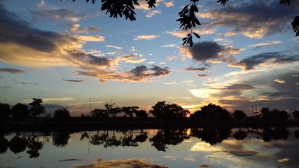 sunset over the lake