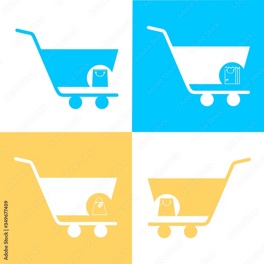 Poster simple set of shopping cart, trolley vector icons. contains such icons as mobile shop, web site, and