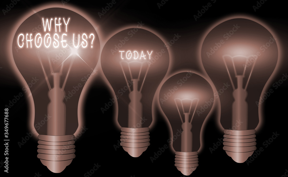 Poster word writing text why choose us question. business photo showcasing list of advantages and disadvant