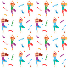 Yoga seamless pattern. Vector illustration.