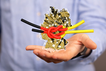 map of Germany. Wire frame 3D mesh