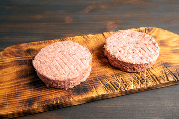 Plant based Vegetarian burger patties made with no soy and gluten. Burger and vegan concept.