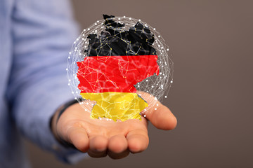 Abstract of germany map network, internet and global connection concept, Wire Frame 3D