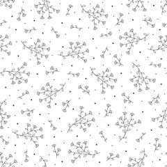 Seamless pattern with hand drawn flowers, vector illustration