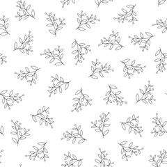 Seamless pattern with hand drawn flowers, vector illustration