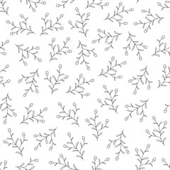 Fototapeta na wymiar Seamless pattern with hand drawn flowers, vector illustration