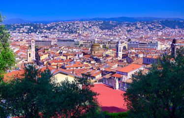 Fototapeta na wymiar An aerial view of Nice, France along the French Riviera.