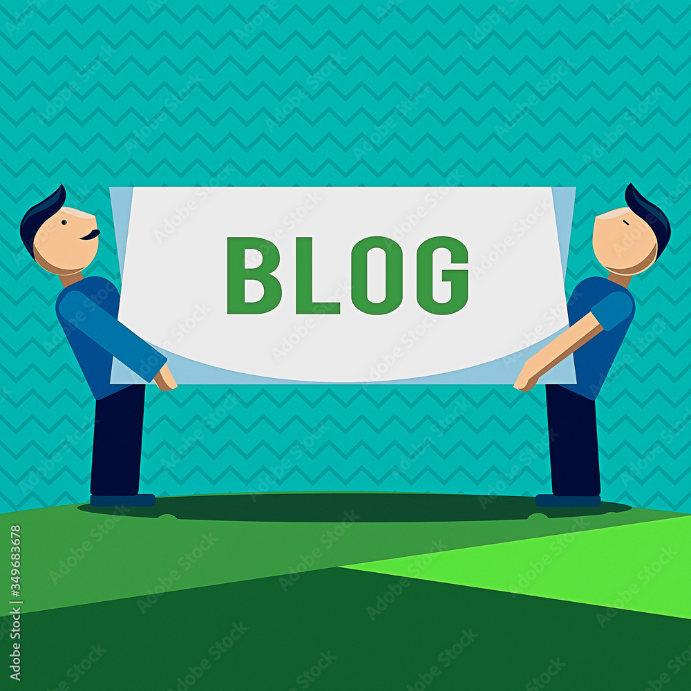 Poster text sign showing blog. business photo text regularly updated website web page run by individual two