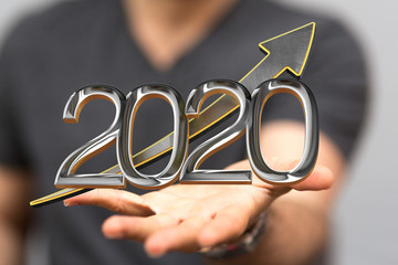 business year 2020 up goals and  success illustration