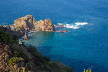 旭平展望台から見る長崎岬　小笠原