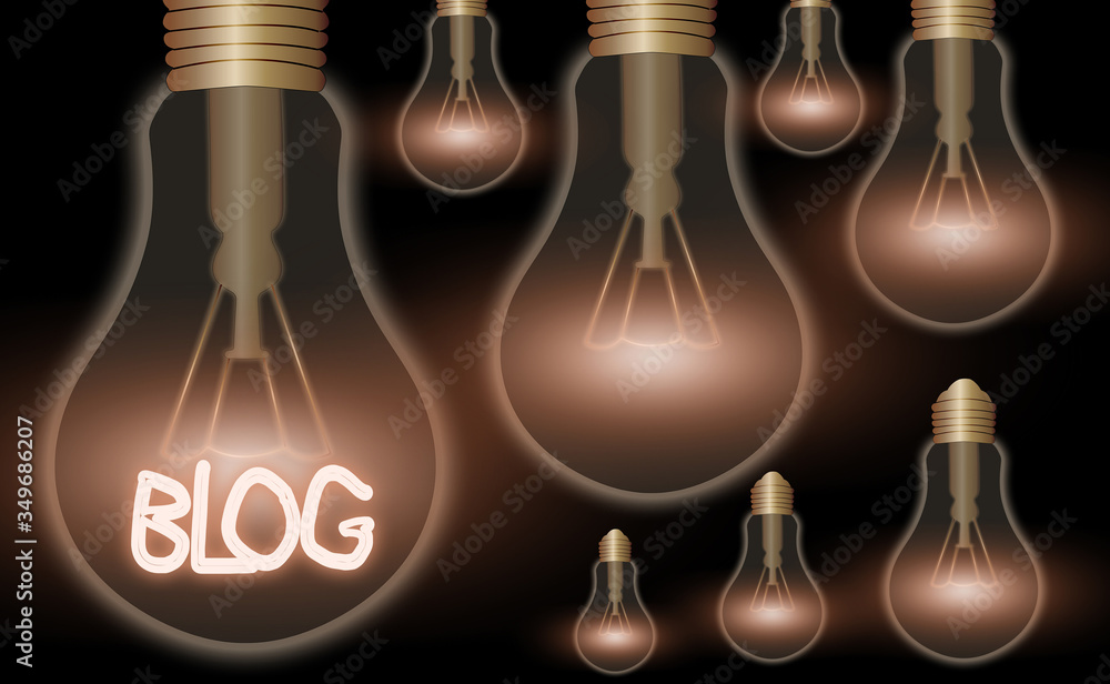 Poster word writing text blog. business photo showcasing regularly updated website web page run by individu