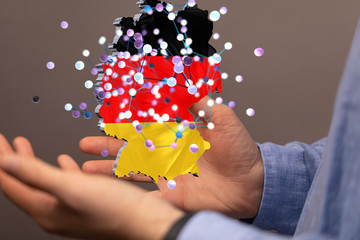 Abstract of germany map network, internet and global connection concept, Wire Frame 3D mesh...