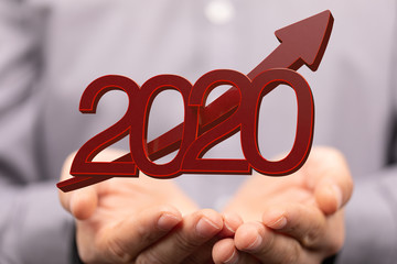 business year 2020 up goals and  success illustration