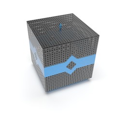3d image of color Fence cube with an ornament 03