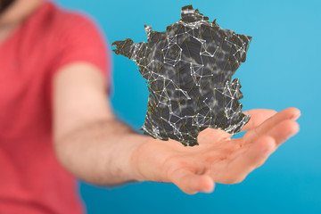 3d Digital France map country modern.