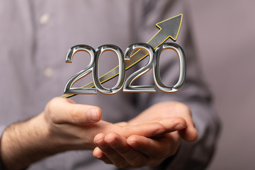 business year 2020 up goals and  success illustration