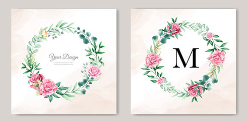 elegant background wedding invitation design with floral and leaves