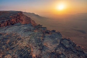 Amazing sunrise at Makhtesh Ramon in the Negev desert.