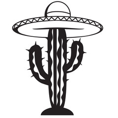 Cactus in sombrero vector illustration