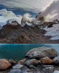 Landscape of the Laguna de los Tres in Chatel Argentina, tourism in Patagonia Fitz Roy