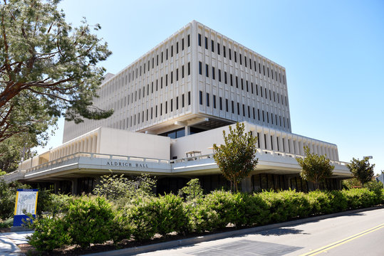IRVINE, CALIFORNIA - 16 APRIL 2020: Aldrich Hall on the campus of the University of California Irvine, UCI.