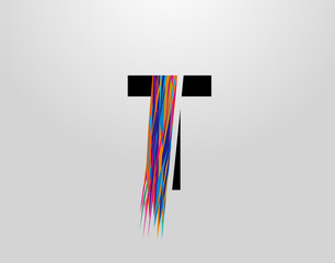 Futuristic Letter T Logo. Modern Initial T With Creative Colorful Strips