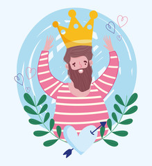 happy fathers day, young man with heart love decoration