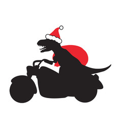 Christmas T-rex biker silhouette illustration