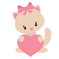 Obraz na płótnie Canvas St valentine's day kitty vector illustration