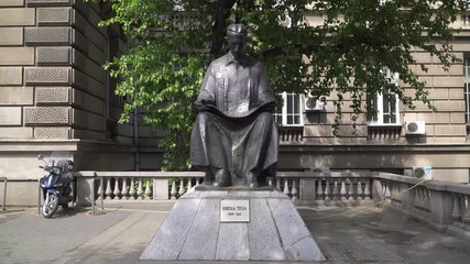 Monument to Nikola Tesla, the famous Serbian inventor, Belgrade, Serbia
