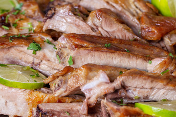 grilled pork ribs closed up