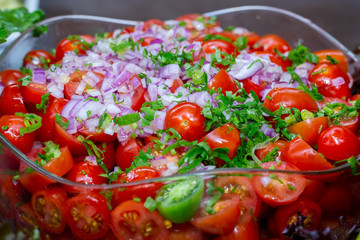 cherry tomato salad. Healthy food Close up